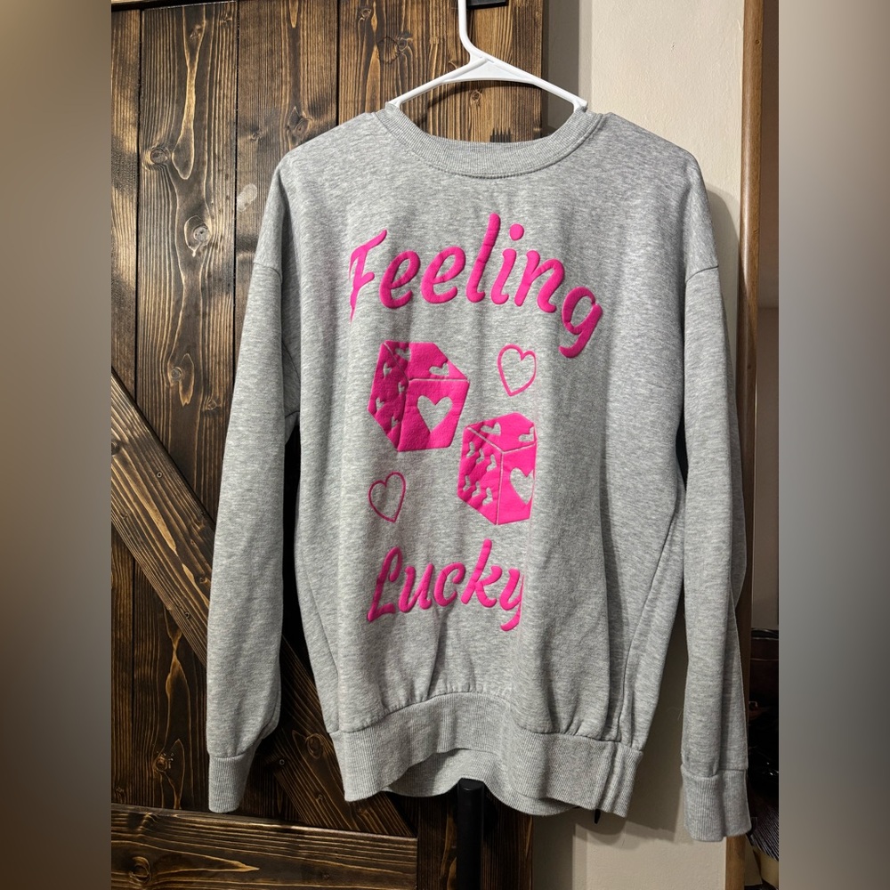 Gray and Pink Women's graphic crewneck